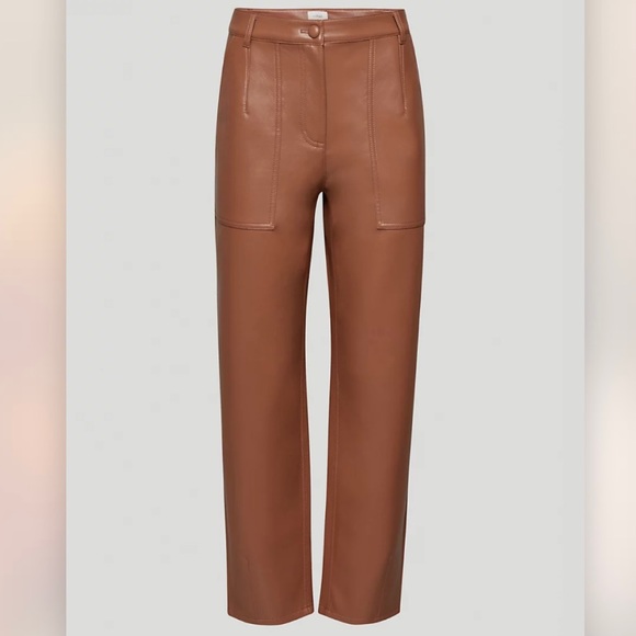 Aritzia Brown Vegan Leather Pants - Picture 1 of 4